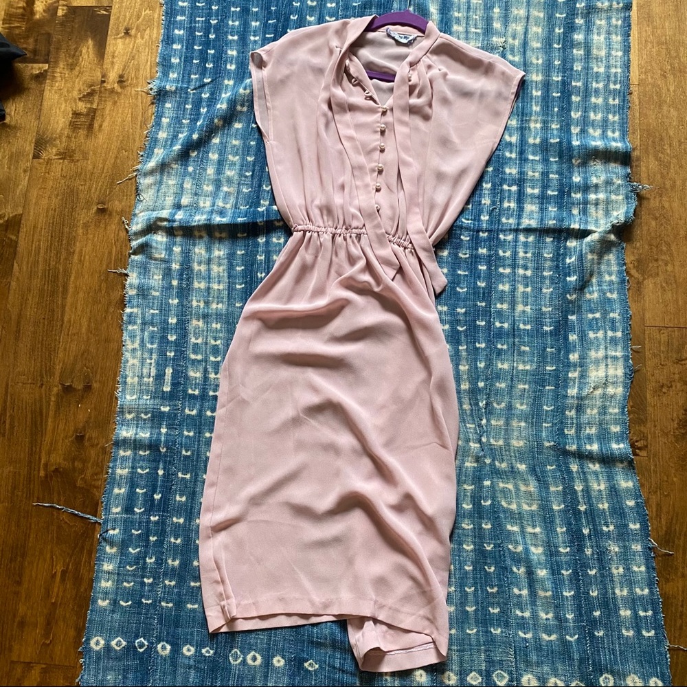 Vintage Nu Mode Sheer Pink High neck tie Dress Isabel Marant Doen Totokaelo Med - Picture 6 of 6
